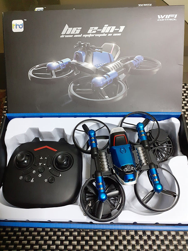 Drone Con Cámara 2 en 1 y Motocicleta Con Control Remoto